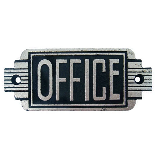Design Toscano - SP3196 Streamlined Art Deco Office Door Sign, 6.5 Inch, Two Tone Black & Silver