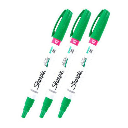 Sharpie Oil-Based Paint Marker, Fine Point, Green Ink, Pack of 3