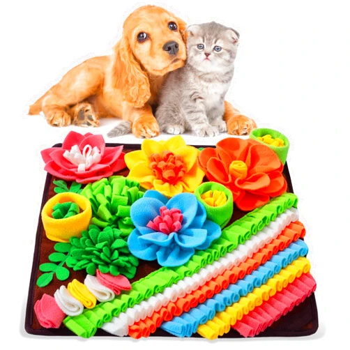 Oliumt Snuffle Mat for Dogs, Sniff Mat Slow Feeding Mat for Small Pets Cats, Rabbits - Help Stress Relief and Training - Stimulate Your Pet's Foraging Skills! (Brown)