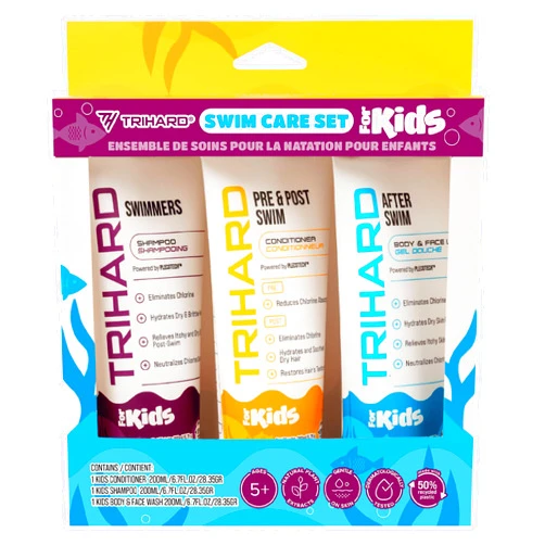 TRIHARD Kids Chlorine Hair and Body Protection Essentials for Swimmers | 3-in-1 Shampoo, Conditioner, & Body Wash for Children’s Sensitive Skin & Hair Pre and Post Pool or Ocean