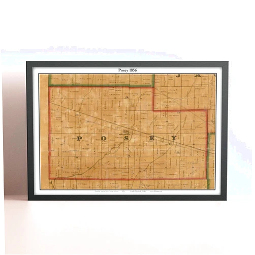 MG Global Historical Poster of Old Posey 1856 Indiana Burlington Genealogy Rush County IN | 11x17 12x18 16x24 24x36 Unframed Print Wall Art Gift | Vintage Antique Decor