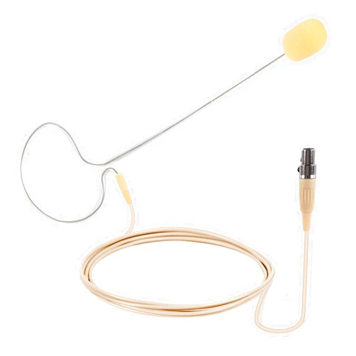 PYLE-PRO On-Ear Audio Condenser Microphone - Portable Omnidirectional Wired Headset Condenser Mic With 4 Pin Mini XLR Cable and Windscreen - Works with Shure System - PMEMS10 (Skin Tone), Beige