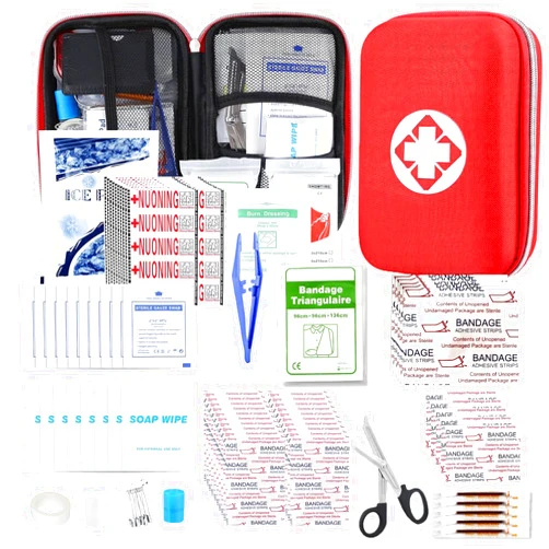 AMORNING 276PCS First Aid Kit Home Car Camping Hiking Emergency Supplies Small Compact Lovely Bag for School Outdoor, Basic Outdoor Essentials Survival Kit for Travel AMORNING