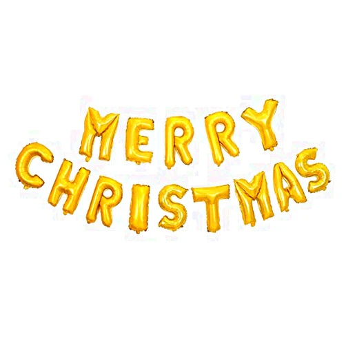 MAIAGO MERRY CHRISTMAS Balloons, Xmas Aluminum Foil Balloons Christmas Anniversary Party Supplies Decorations Home Party Decor, 16Inch -Gold (ribbon included) …