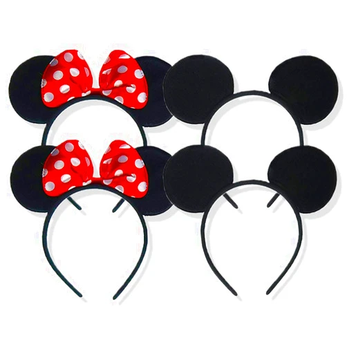 Killer's Instinct Outdoors Mouse Ears Headband - SET OF 4 - Costume Headwear for All: Women, Men, Girls, Boys - Murine Theme: Birthday, Halloween, Christmas, Wedding, Baby Shower - Red