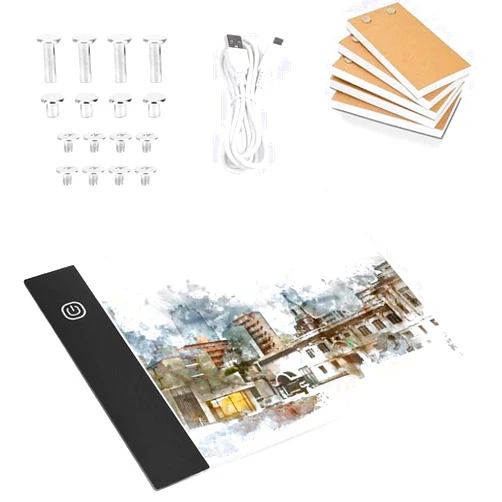 GOTOTOP Flip Book Kit with Light Pad LED Tracing Light Box, A6 LED Copy Board Dimmable Tracing Pad with USB Cable and Binding Screws for Drawing Tracing Animation Sketching Cartoon Creation, 3.3 x 5.1inch