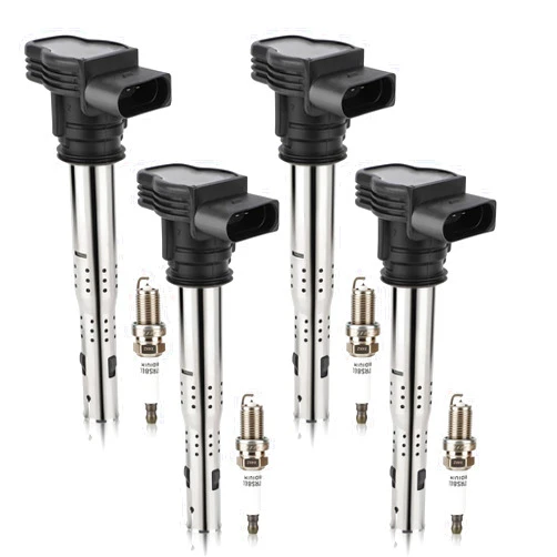 X4XZ UF575 Ignition Coil & 1675 Double Iridium Spark Plug for Audi A3 A4 A5 A6 Q5 R8 TT RS4 RS5/Volkswagen Jetta Passat Tiguan Beetle CC Golf GTI Replaces# C1627 07K905715F E1075