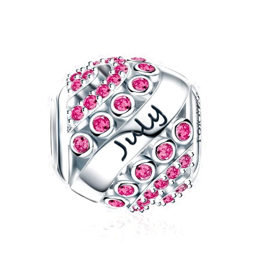 FOREVER QUEEN Birthstone Charm for Bracelet - 925 Sterling Silver Bead Openwork, Happy Birthday Charm for Necklace - Valentine's Day Mother's Day Gift