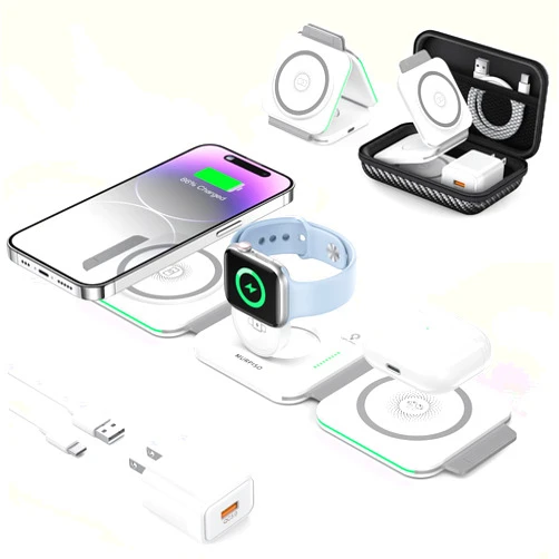 MURPISO 3 in 1 Charging Station for Apple,Magnetic Foldable Charger for Travel,Wireless Charger Pad for iPhone 16/15/14/13/12/Pro/Max/Mini,AirPods Wireless/Pro,iWatch Ultra/SE/10/9/8/7/6/5/4/3/2