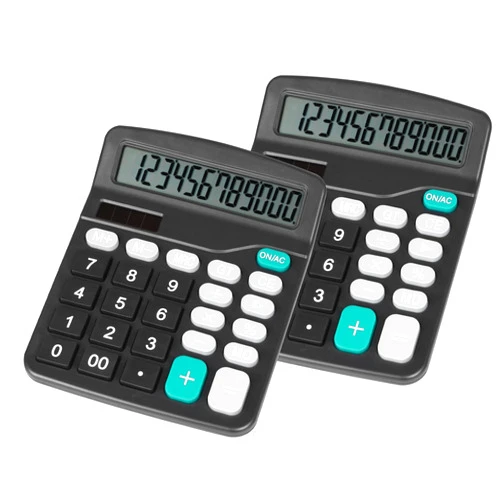 DANRONG Cute Black Desktop Calculator with Big Buttons, Dual Power Source, Solar and Battery, Large LCD Display, 2 Pack Desk Calculator- Perfect for Basic Office Teachers Students (Black)