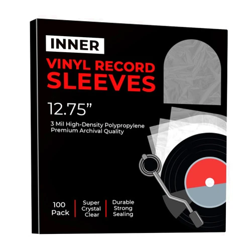 SpinTunes Vinyl Sleeves, Pack of 100 Clear Vinyl Record Sleeves Inner, 3 Mil. Thick 12.75