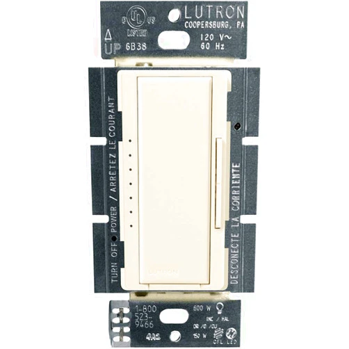 Lutron Maestro LED+ Dimmer Switch for Dimmable LED, Halogen and Incandescent Bulbs, 150W/Single-Pole or Multi-Location, MACL-153MH-AL, Almond