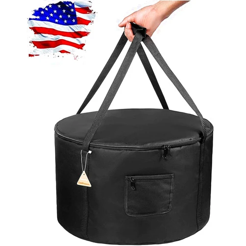 Leyespot Fire Pit Carry Bag for Portable Fire Pit Round Fire Pit Cover Waterproof With Carry Handle 600D Oxford Cloth Shield Fire Pit Cover Fits 19-Inch Diameter Outdoor Propane Gas Fire Pit 1 Pcs Black
