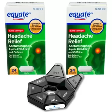 FUSION SHOP STORE Smart choices, meaningful life! Headache Relief Cap Equate Extra Strength 24 ct (Pack of 2) Set with Fusion Shop Store Week case (1)