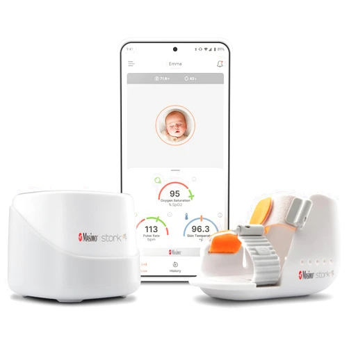 Stork Masimo Stork Vitals - FDA Cleared Smart Home Baby Monitoring System - Delivers Continuous Health Data for Your Baby - Includes Stork Boot, Hub & App