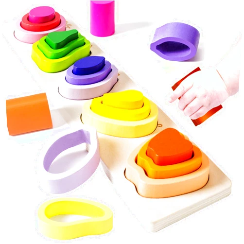 Symdiro Montessori Toys for 1 2 3 Year Old Boys Girls - Wooden Sorting & Stacking Toys for Kids - Toddler Toys Age 1-3 - Shape Sorter and Color Stacker Preschool Kids Gifts