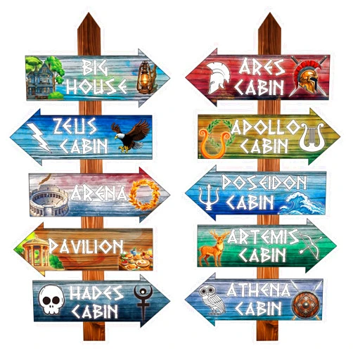 Htabiol Greek Mythology Arrow Signs, 20pcs Greek Gods Cabin Arrow Signs, Htabiol Greek Mythology Party Decorations, Greek God Party Decorations, Suit for Percy Jackson Party, Camp Half Blood Party