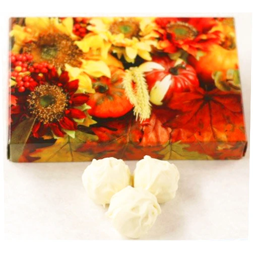 Scott's Cakes White Butter Covered Butter Cream Bon-Bons in a 1 Pound Fall Leaf Box