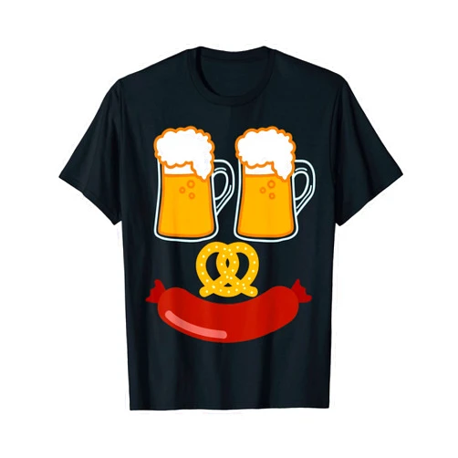 Official Oktoberfest Face Clothing Funny Oktoberfest Food Face Beer Pretzel Bratwurst Halloween T-Shirt