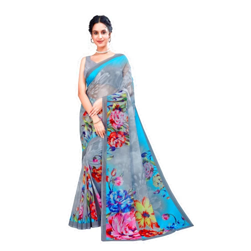 Garden Vareli House Of Vareli Vol 2 Floral Printed Slub Georgette Taspa Saree With Unstitched Blouse Piece