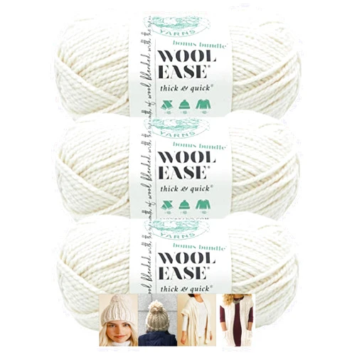Lion Brand Yarn - Wool-Ease Thick & Quick - Solid Colors - 3 Pack with Pattern Cards - 640-099 (Fisherman)
