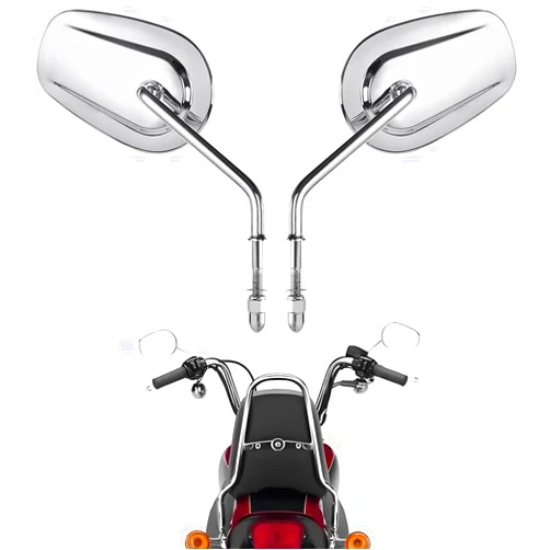 HUGETIGE Handlebar Mount Mirrors,Left & Right Side Long Stem Rearview mirrors for 1982-2024 Harley Models,for CVO Dyna Electra Glide Road Glide Road King Softail Street Glide Sportster 1200 883,Chrome