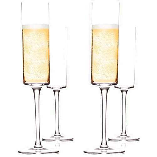 Luminthra Square Crystal Champagne Flutes Set of 4, Unique Wedding or Celebratory Gift for Women, Ideal for Engagement or Celebration (4 SET)