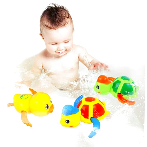 Cuterabit Baby Bath Toys, Floating Wind Up Swimming Turtle and Duck, Bathtub Toys, Pool Toys, Water Toys for Toddlers Boy Girl 3 Pack