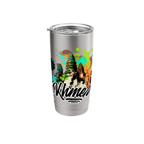 Urban Khmer Angkor Brand Traditional Cambodian Khmer Angkor Wat Urban Graffiti Style Stainless Steel Insulated Tumbler