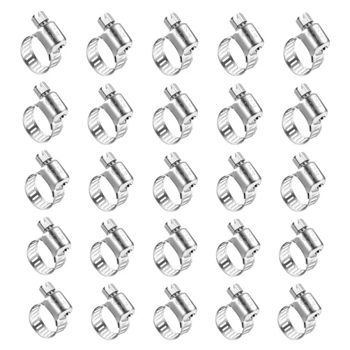 Chciyich Stainless Steel Worm Gear Hose Clamps Beer Line Clamps for Brewing, 25 Pack Gas Tubing Clamps 6-12mm (0.24-0.47 inch) for Beer Keg Hose