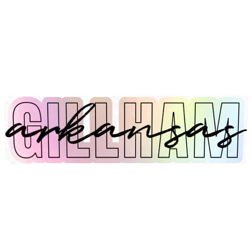 R and R Imports Gillham Arkansas Souvenir Vinyl Decal Sticker Holographic Script Design 4 Inch