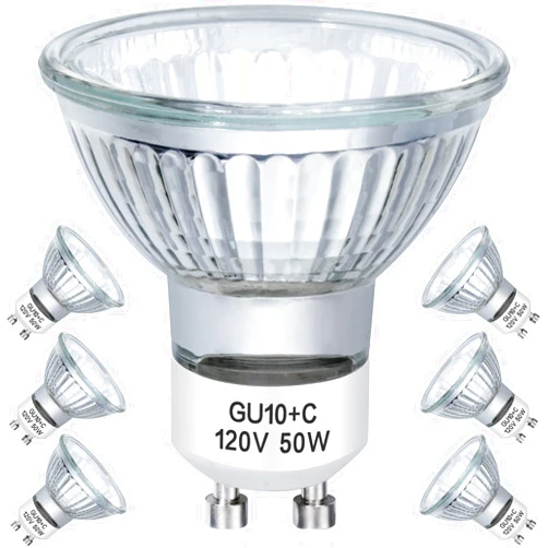 YBEK GU10 Halogen Light Bulbs 50W 120V MR16 Dimmable for Track,Recessed,Accent Lighting,Ceiling Light,Scent Wax Burner,Warm White(Pack of 6)