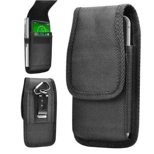Tiflook Belt Holster for Moto G Stylus 5G G Pure G Power G Play Edge 5G UW One 5G Ace Z4 Nylon Cell Phone Pouch Belt Holder Carrying Case with Belt Clip Loop Card Slots, Black