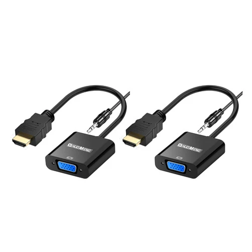 Shuomeng HDMI to VGA Adapter, Gold-Plated HDMI to VGA Adapter Male to Female for Computer, Desktop, Laptop, PC, Monitor, Projector, HDTV and More - Black (2 Pcs)