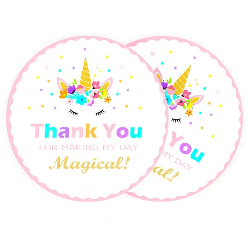 PartyNow Unicorn Stickers Pack of 40 | Single Use Cute Stickers for Unicorn Themed Party, Unicorn Party Favors, Unicorn Party Supplies | 2 Inch Round Rainbow Stickers for Laptop, Envelopes