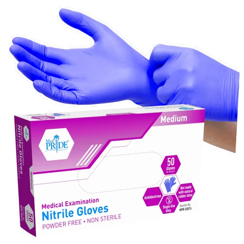 MED PRIDE Nitrile Medical Exam Gloves - Disposable Powder & Latex-Free Surgical Gloves For Doctors Nurses Hospital & Home Use