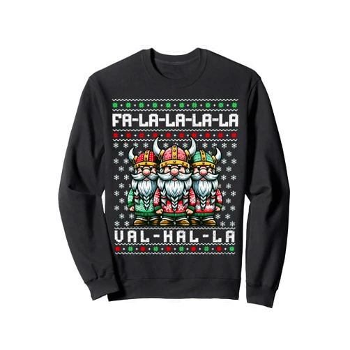 Viking Christmas Family Graphic Tee 2024 Funny Santa Christmas Viking Ugly Sweater Christmas Sweatshirt