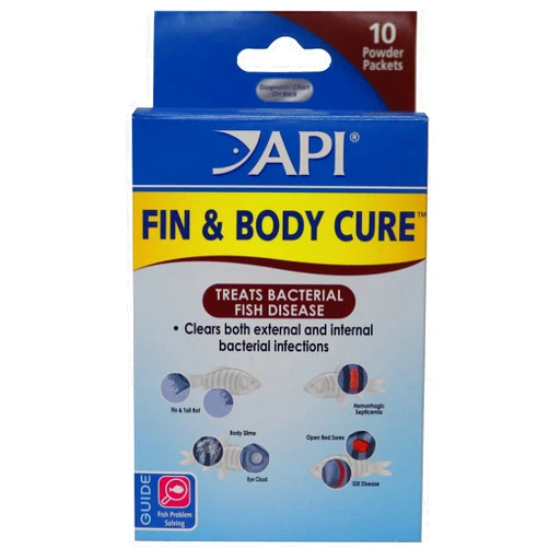 API FIN & BODY CURE Freshwater Fish Powder Medication 10-Count Box