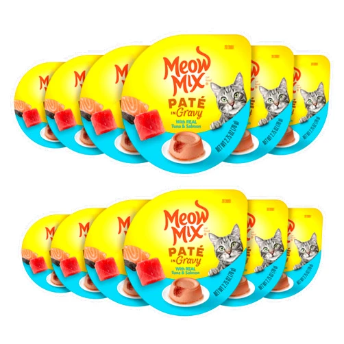 Meow Mix Paté in Gravy Wet Cat Food with Real Tuna & Salmon, 2.75 Ounce (Pack of 12)