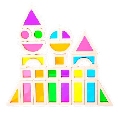 Lexza Wooden Rainbow Blocks,Acrylic Blocks,Rainbow Stacking Sensory Toys,Wooden Toys Set Colorful Preschool Learning Educational Toys for Boys and Girls, Blocks for Toddlers 1-3 (25 PCS)