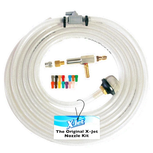 X-Jet The Original X-Jet Nozzle Kit #7 | 2-2.5 GPM | Fixed Long-Range External Chemical Injection Nozzle for Efficient Chemical Application | 15-Color Proportioner Set & 15ft Hose Assembly | Extended Reach