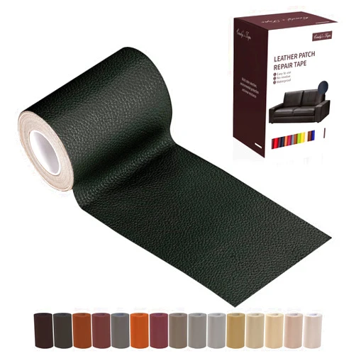 Cindy's Tape Leather Repair Patch Tape, Gloss Black 3 x 61 Inches Self Adhesive Leather Repair Kit for Furniture, Car Seat,Vinyl Leather Repair Kit for Office Chairs, Couch, Sofa, Luggage