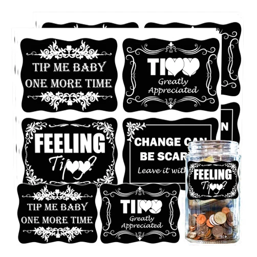 SMARSTICKER 3x4inch Tipping Sticker Tipping Greatly Appreciated Tipping Me Baby Feeling Tipping Change Can Be Scary Your Waiter Waitresses Bumper Stickers for Party Store Bar Coffee Restaurant Car Laptop 8pcs