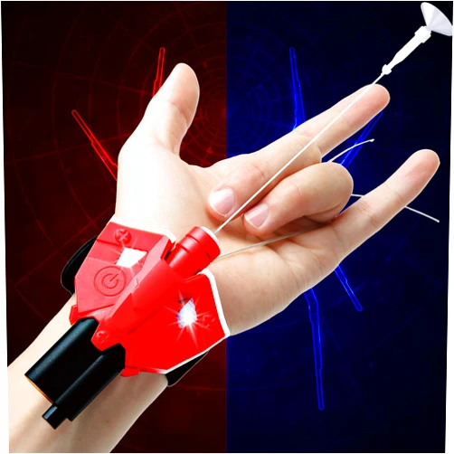 AKLOZYX Spider Web Shooters Real, 8 FT Realistic Web Launcher String, USB Rechargeable, Magnetic Sensor Light, Spider Silk Launcher Wrist Toy for Kids Aged 6 and Up, Cool Gadgets for Superhero Role-Play (Red)