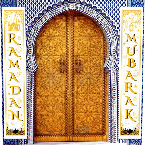 Blulu Eid Mubarak Decoration Set Eid Mubarak Porch Sign Ramadan Banner Hanging Decoration for Indoor/Outdoor Decoration Eid Al-fitr Party (Gold White)