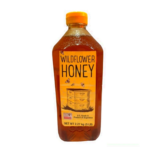 Generic Kirkland Raw wildflower Honey Light Amber 5 Pounds Grade A 100% Pure - Kosher Gluten free Natural Honey. Included kind keychain