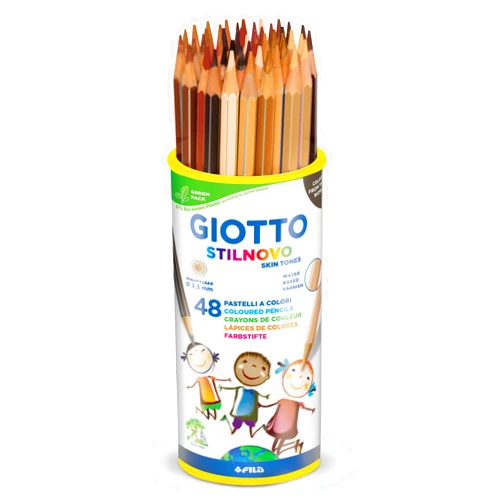 Giotto Stilnovo Skin Tones Colouring Pencils, 4 x 12 Assorted Colours, Ideal for Children, Parties and Schools