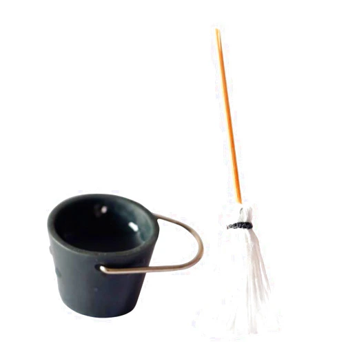 Wedhapy Dollhouse Miniature Furniture Dollhouse Miniature Mop Bucket Cute Mini Cleaning Tools Props Doll Furniture Accessories Decoration