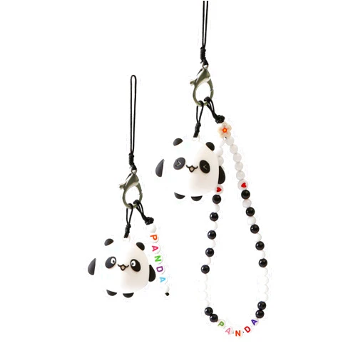 Bpluma 2Pcs Couple's Phone Lanyard Wrist Strap Anti-Lost Charm Panda Cartoon Keychain Kawaii Acrylic Beads Lanyard for Boys Girls