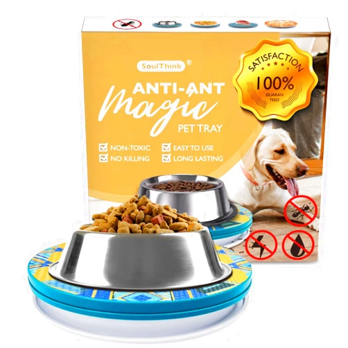 SoulThink Ant Proof Cat Dog Bowl Tray - SoulThink x Simone Miller 2024 Collaboration Pet Food Dish Indoor No Chemical No Water Needed Different from Traditional Ant Trap (Mountain Totem)